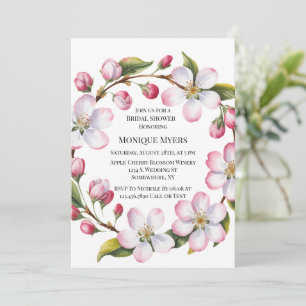 Aquarell Apfel Kirschblüten Brautparty Einladung