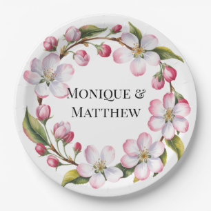 Aquarell Apfel Kirschblüten Hochzeit Pappteller