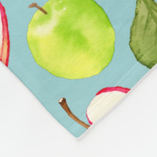 Aquarell-Apfel-Muster Fleecedecke (Ecke)