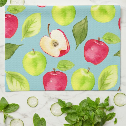 Aquarell-Apfel-Muster Handtuch (Gefaltet)