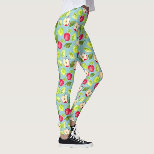 Aquarell-Apfel-Muster Leggings (Rechts)