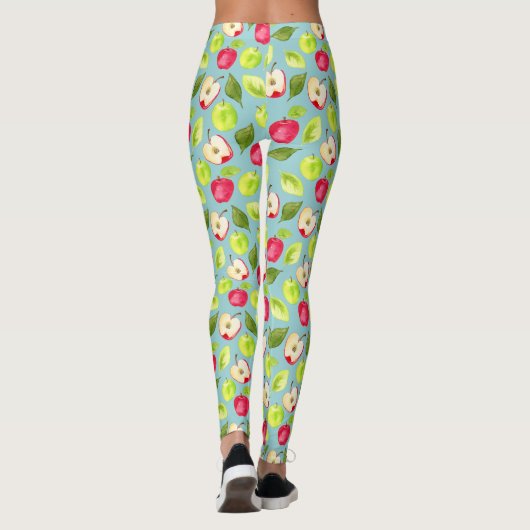 Aquarell-Apfel-Muster Leggings (Rückseite)