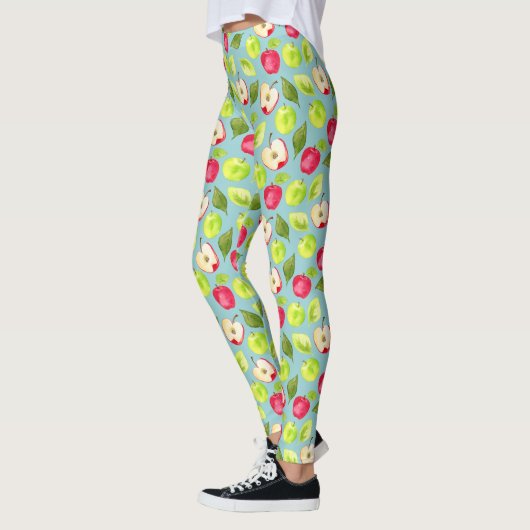 Aquarell-Apfel-Muster Leggings (Links)