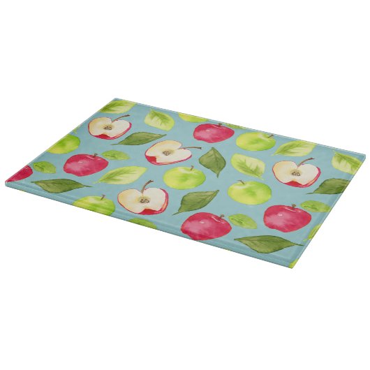Aquarell-Apfel-Muster Schneidebrett (Ecke)