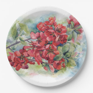Aquarell Apfel Quitte Blume Blumen Baum Hochzeit Pappteller