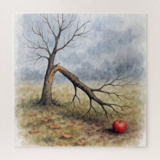 Aquarell Apfelbaum mit Bruch Puzzle (Vertikal)