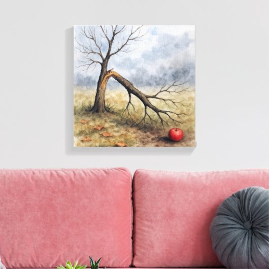 Aquarell Apfelbaum zerbrochen Leinwanddruck (Insitu (Wohnzimmer))
