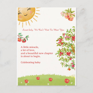 Aquarell-Apfelgarten-Baby-Shower Postkarte