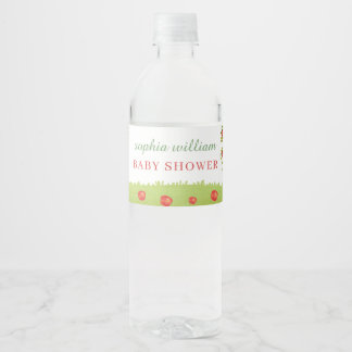 Aquarell-Apfelgarten-Baby-Shower Wasserflaschenetikett