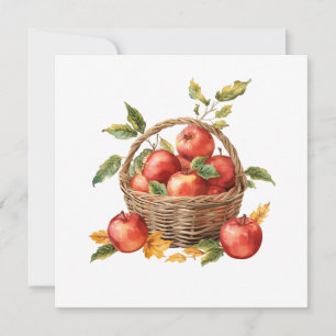 Aquarell-Apfelkorb Herbsternte Karte