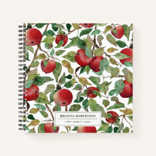 Aquarell-Apfelmuster Monogramm Ciderhersteller Notizblock