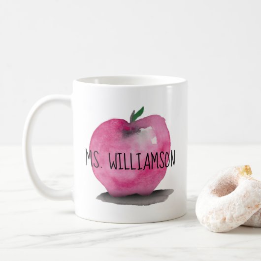 Aquarell APPLE, modern, Lehrer Kaffeetasse (Mit Donut)