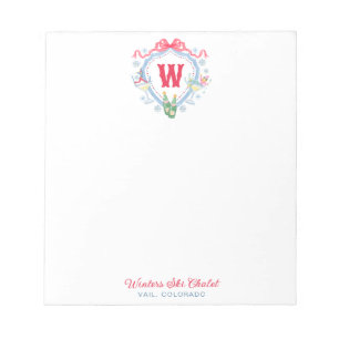 Aquarell Après-Ski-Monogrammwappen Notizblock
