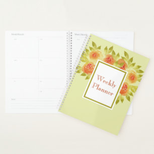 Aquarell-Aprikosenfarbe-Rosen wöchentlich Planer
