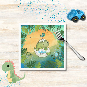 Aquarell Aqua Grün Dinosaurier-Party Serviette