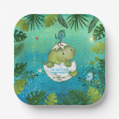 Aquarell Aqua Grün Dinosaurier Party Teller (Vorderseite)