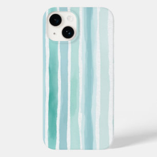 Aquarell-Aqua-Vertikalstreifen-Muster Küstenstil Case-Mate iPhone 14 Hülle