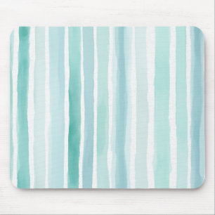 Aquarell-Aqua-Vertikalstreifen-Muster Küstenstil  Mousepad