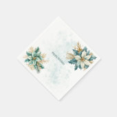Aquarell Aquamarin Blumenweihnachtsfest Napoleon Serviette (Ecke)