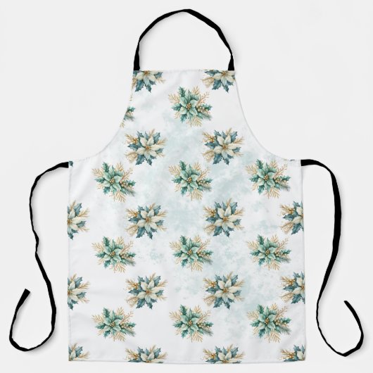 Aquarell Aquamarin Blumenweihnachtsfest Schürze (Vorderseite)