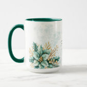 Aquarell Aquamarin Blumenweihnachtsfest Tasse (Links)