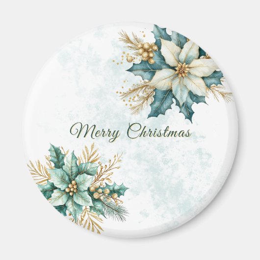Aquarell Aquamarin Blumenzauber Weihnachtsfeiertag Magnet (Vorne)