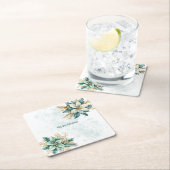 Aquarell Aquamarin Flora Holiday Paper Untersetzer (Vor Ort)