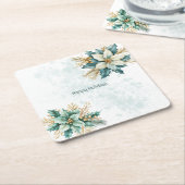 Aquarell Aquamarin Flora Holiday Paper Untersetzer (angewinkelt)