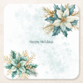 Aquarell Aquamarin Flora Holiday Paper Untersetzer (Vorderseite)