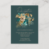Aquarell Aquamarin Gold Floral Empfang Begleitkarte (Vorderseite)
