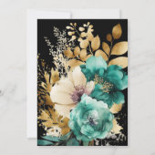 Aquarell Aquamarin Gold Floral Quinceanera Einladung (Rückseite)