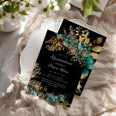 Aquarell Aquamarin Gold Floral Quinceanera Einladung