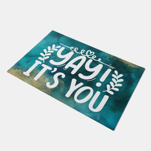 Aquarell Aquamarin Gold Funny Yon Ihr Angebot Fußmatte (Schrägansicht)