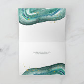 Aquarell Aquamarin und Goldgeode | Hochzeit Danke (Innenseite)