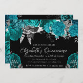 Aquarell Aquamarin und Silber Rose Quinceanera Einladung (Vorne/Hinten)