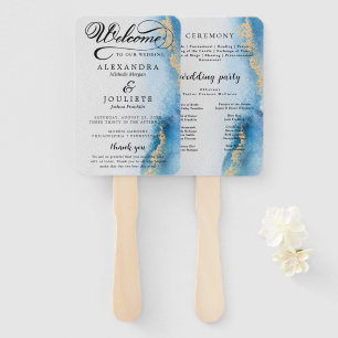 Aquarell Aquamarines Hochzeitsprogramm Hand Fan Fächer