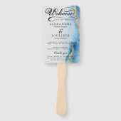 Aquarell | Aquamarines Hochzeitsprogramm Hand Fan Fächer (Vorderseite)