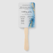 Aquarell | Aquamarines Hochzeitsprogramm Hand Fan Fächer (Rückseite)