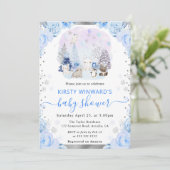 Aquarell Arctic Animals Floral Baby Dusche Einladung (Stehend Vorderseite)