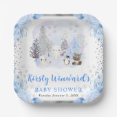 Aquarell Arctic Animals Floral Baby Dusche Pappteller (Vorderseite)