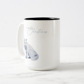 Aquarell Arctic Fox Frohe Weihnachten Zweifarbige Tasse (Vorderseite Links)