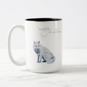 Aquarell Arctic Fox Frohe Weihnachten Zweifarbige Tasse (Links)