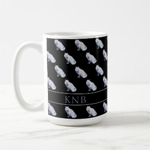 Aquarell-Arktis-Fuchs-Weihnachtsmuster-Monogramm Kaffeetasse