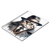 Aquarell Art Cat in Anzug Krawatte Jacket Hat Spri Notizblock (Linke Seite)