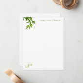 Aquarell Art Green Blätter Monogram Modern Simple Mitteilungskarte (Vorderseite/Rückseite Beispiel)