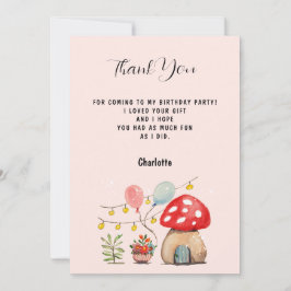 Aquarell Art Niedliches Pilz und Blume Dankeskarte