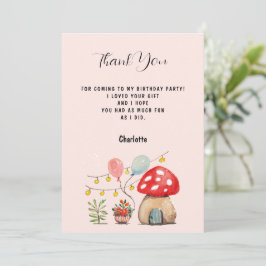Aquarell Art Niedliches Pilz und Blume Dankeskarte