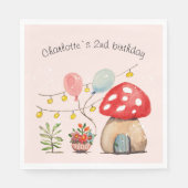 Aquarell Art Niedliches Pilz und Blume Serviette (Vorderseite)