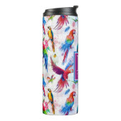 Aquarell-Art-Papageien | addieren Ihren Namen Thermosbecher (Nach links gedreht)