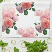 Aquarell Art Pink Rote Rosen Blumenvorlage Geschirrtuch (Gefaltet)
